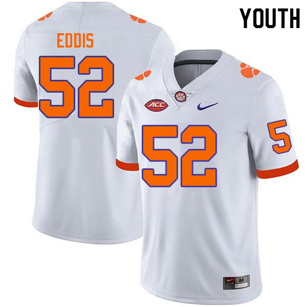 Youth #52 Joey Eddis Clemson Tigers College Football Jerseys Sale-White - Click Image to Close